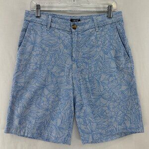 IZOD Patterned Chino Short Men 30 Slant Pockets Preppy Striped Floral Blue White